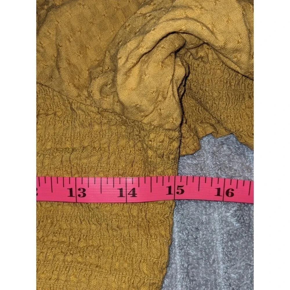 Madewell‎ Smocked Top Square Neck Puff Sleeve Blouse Yellow Gold XS